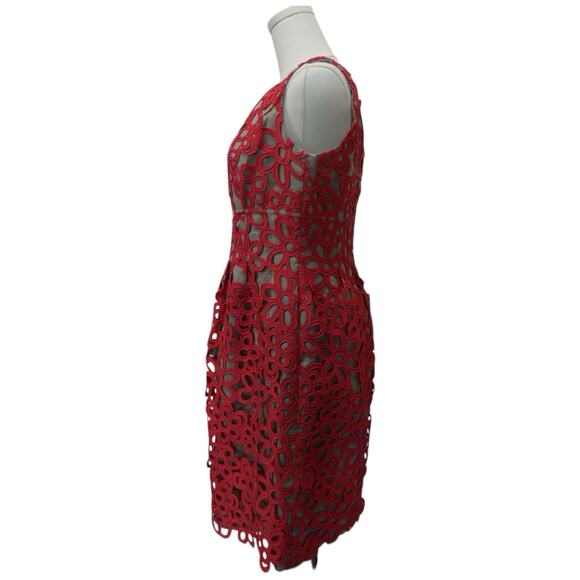 Lela Rose Floral Guipure Lace Over Linen Dress Fit & Flare Size S? See Dim - Picture 5 of 12